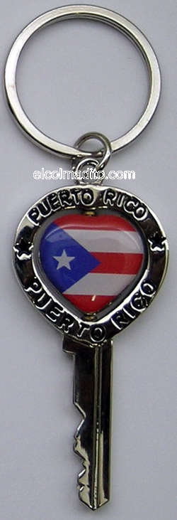 Puerto Rican flag Keychain Shaped as a car key Puerto Rico